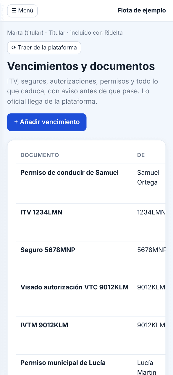 Vencimientos en el móvil